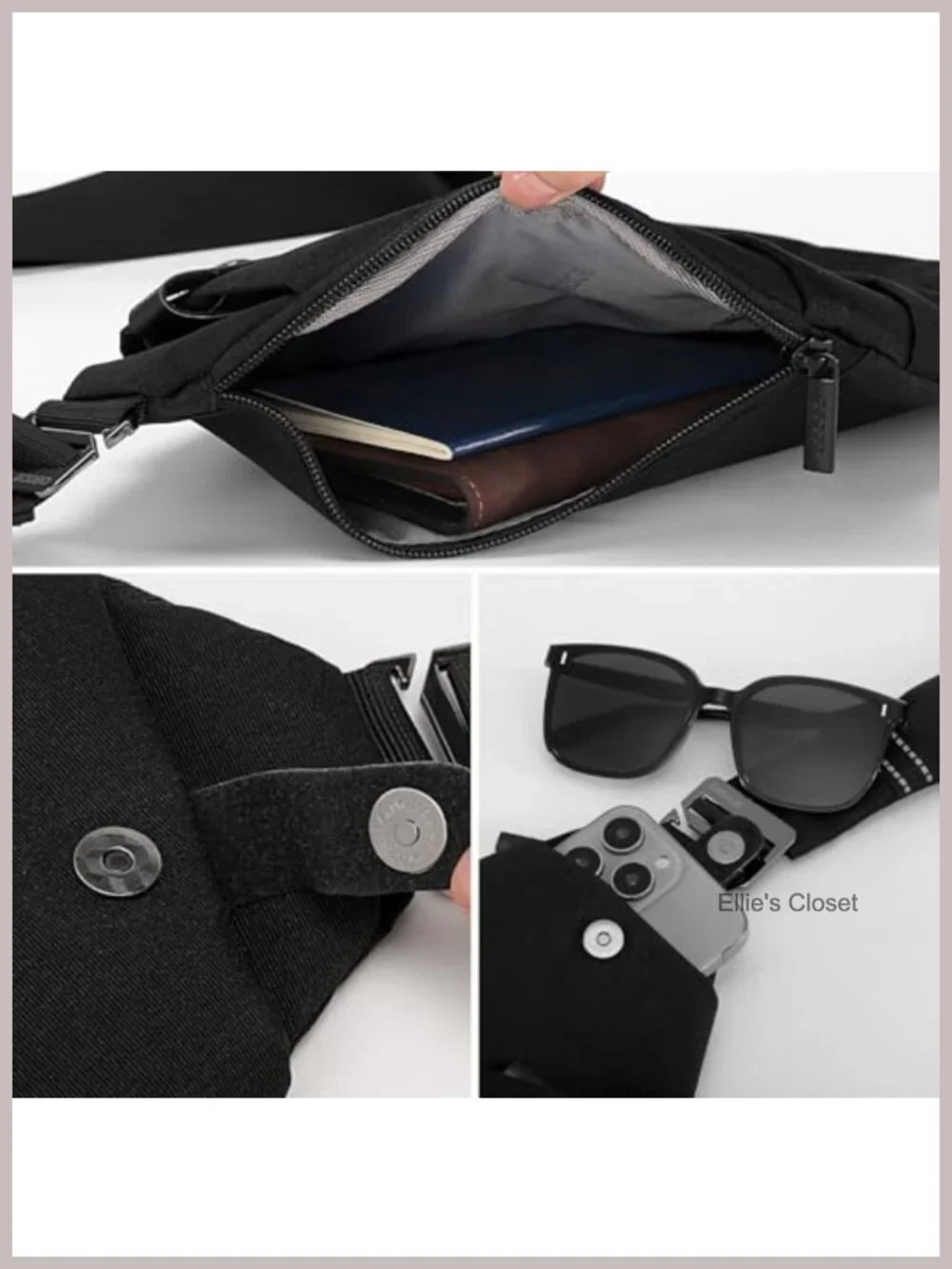 Water-Resistant Anti-Theft Crossbody Sling Chest Pack for Travel, Adjustable